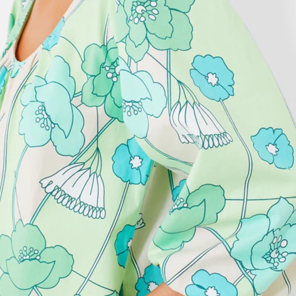 Tuckernuck Hyacinth House Floral Green and Blue Midi Dress - Picture 5 of 6